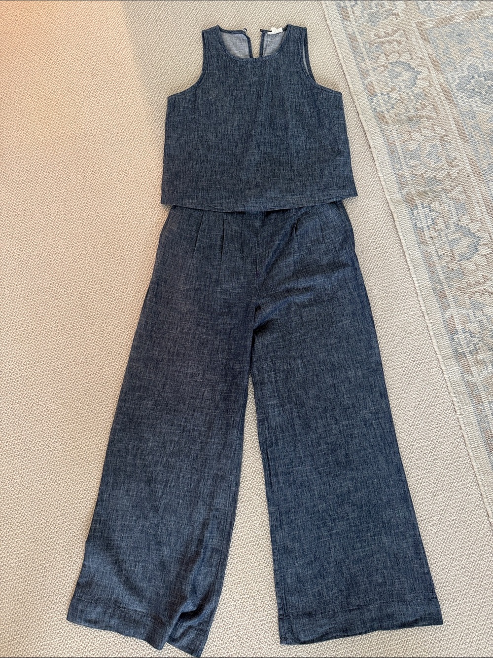 Sleeveless Wide-Leg Set w/ crop top - Dark Denim
